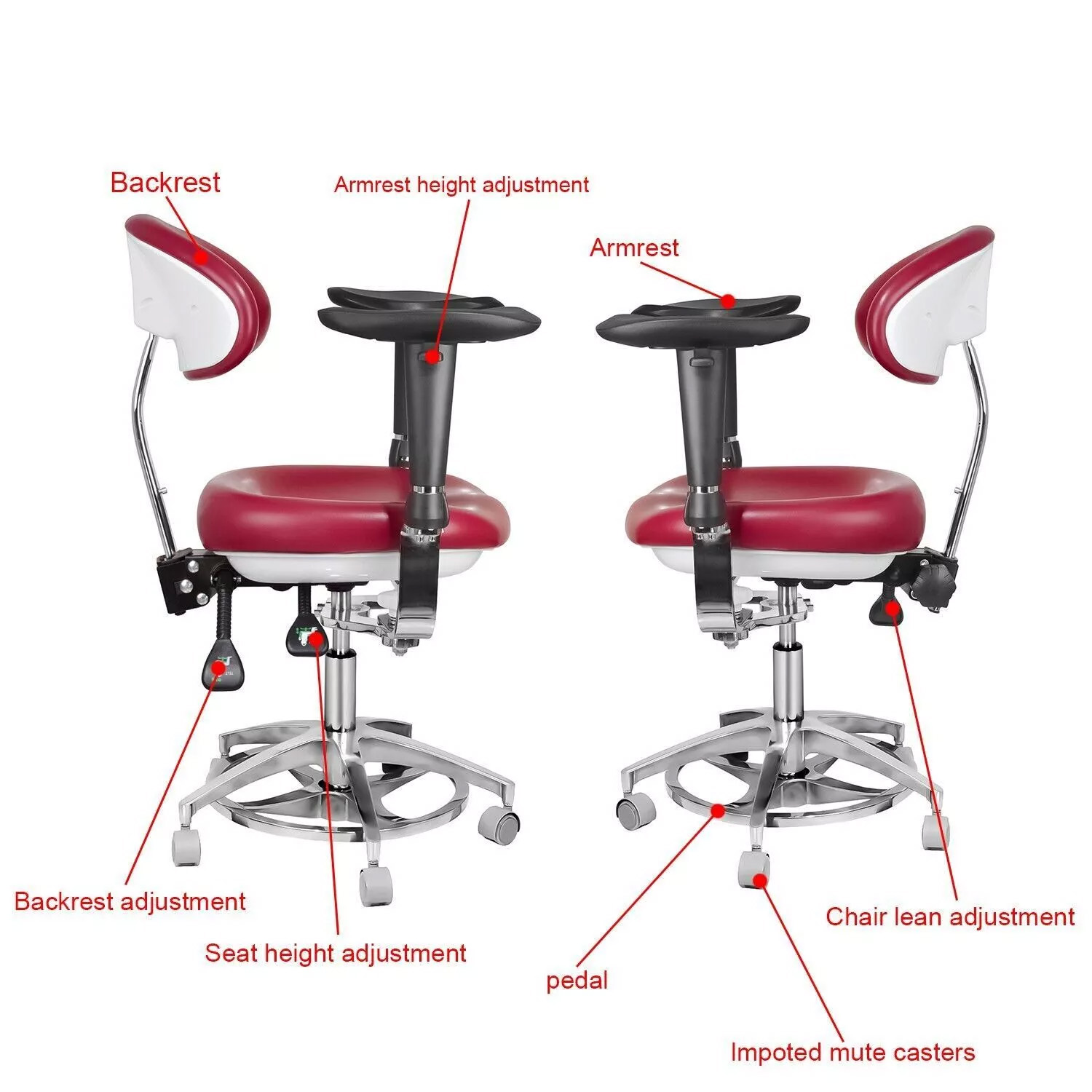 TYTC JKS 037 Dental Medical Microscope Stool Surgeon Chair with Armrest